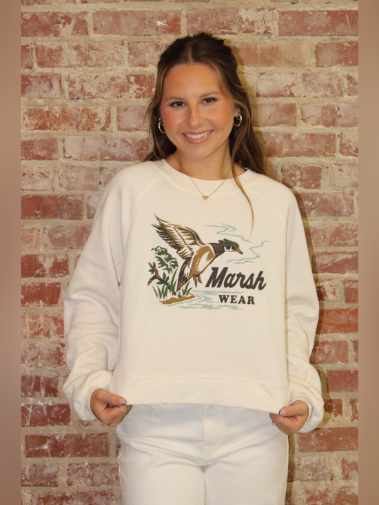 Marsh Wear Sweaters - Marsh Wear Women Heritage Duck Crew Long Sleeve Sweateshirt